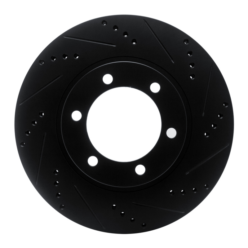 Lexus GX470 Brake Rotor (1) - Front Right - R1 Concepts - Drilled & Slotted - Black - `03-`09